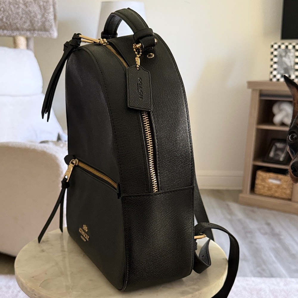 Coach Black Pebbled Leather Backpack - Picture 4 of 8